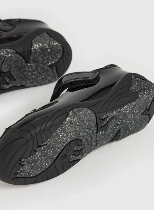 Black Patent Unicorn Light Up School Shoes 1