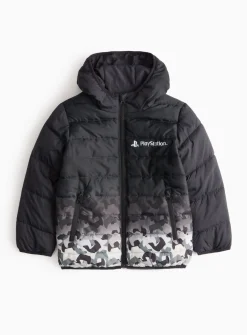 Black PlayStation Padded Puffer Coat 5-6 years