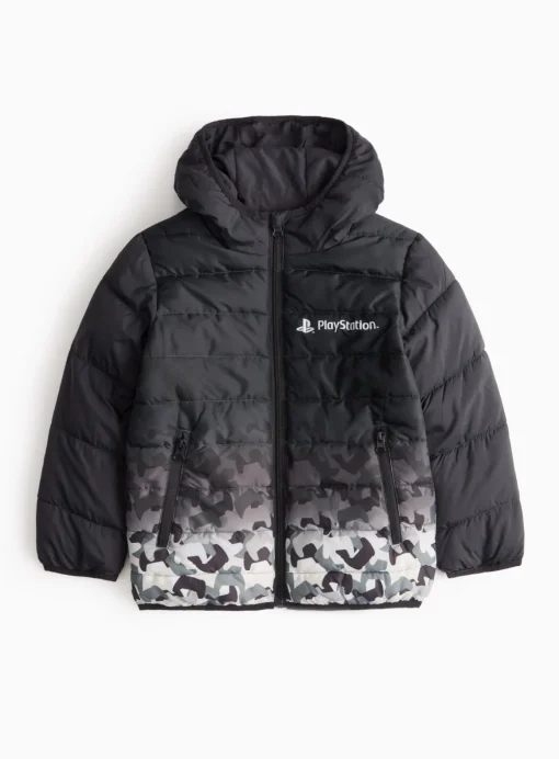 Black PlayStation Padded Puffer Coat 5-6 years