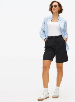 Black Pleated Bermuda Shorts 12