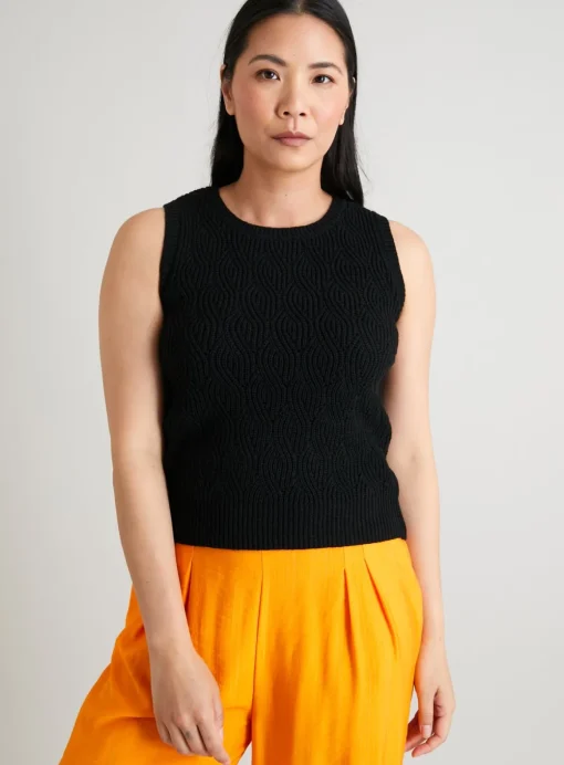 Black Pointelle Knit Vest Top 20
