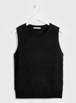 Black Pointelle Knit Vest Top 20
