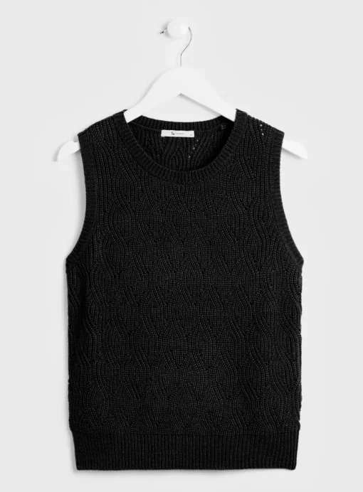 Black Pointelle Knit Vest Top 20