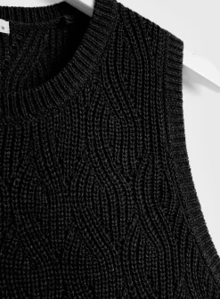 Black Pointelle Knit Vest Top 20
