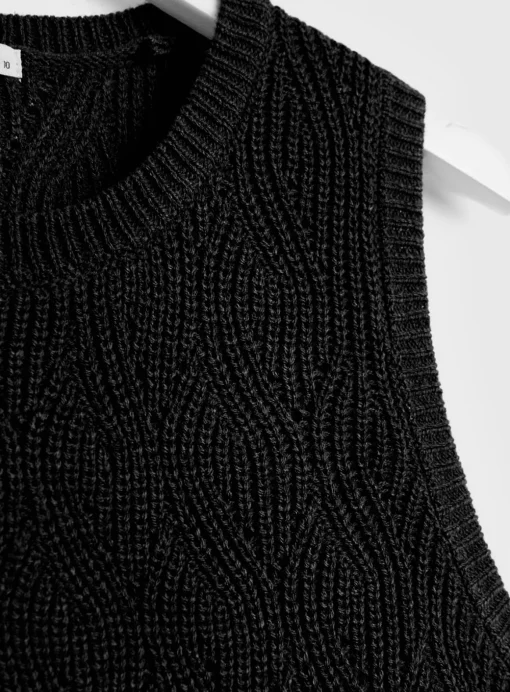 Black Pointelle Knit Vest Top 20