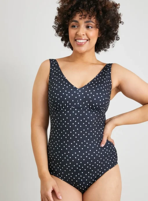 Black Polka Dot Post Surgery Swimsuit 6