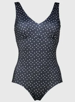Black Polka Dot Post Surgery Swimsuit 6
