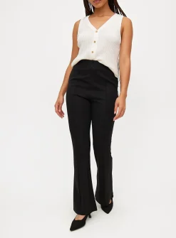 Black Ponte Pintuck Kick Flare Trousers 12R