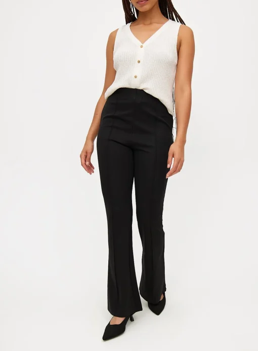 Black Ponte Pintuck Kick Flare Trousers 12R