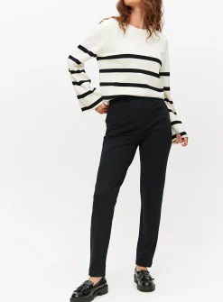 Black Ponte Tapered Leg Trousers 22L