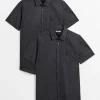 Black Regular Fit Easy Iron Shirts 2 Pack 14.5