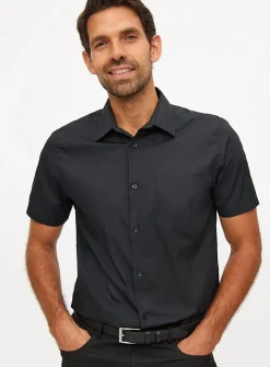 Black Regular Fit Easy Iron Shirts 2 Pack 14.5