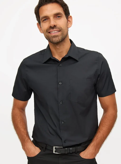 Black Regular Fit Easy Iron Shirts 2 Pack 14.5
