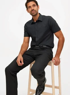 Black Regular Fit Easy Iron Shirts 2 Pack 14.5