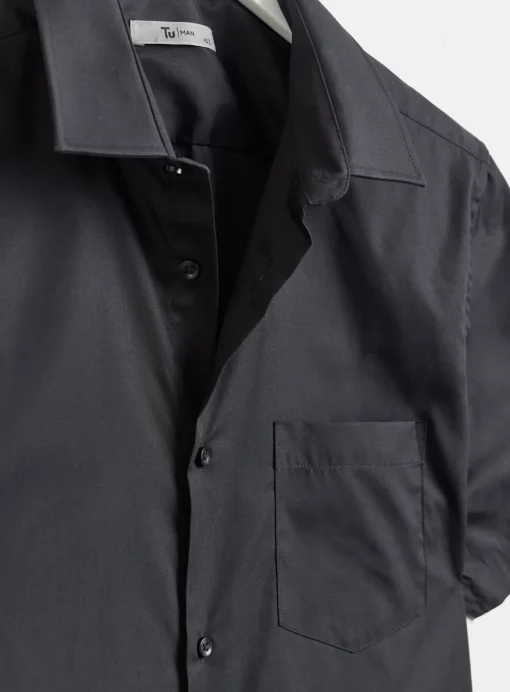 Black Regular Fit Easy Iron Shirts 2 Pack 14.5
