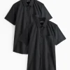 Black Regular Fit Shirts 2 Pack 15.5