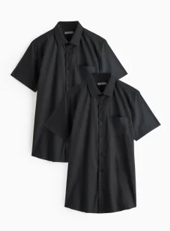 Black Regular Fit Shirts 2 Pack 15.5