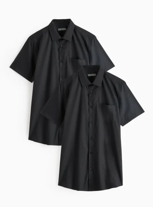 Black Regular Fit Shirts 2 Pack 15.5