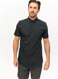 Black Regular Fit Short Sleeve Shirts 2 Pack 17.5