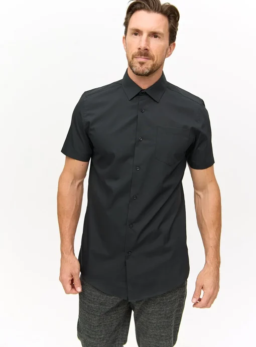 Black Regular Fit Short Sleeve Shirts 2 Pack 17.5