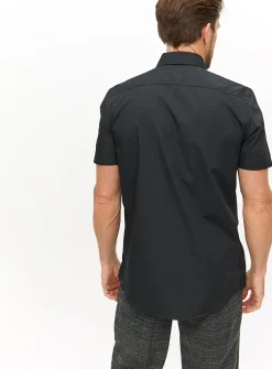 Black Regular Fit Short Sleeve Shirts 2 Pack 17.5