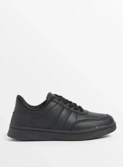 Black Retro Style Lace Up Trainers 12 Infant