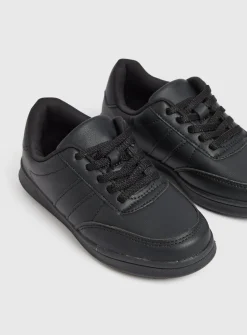 Black Retro Style Lace Up Trainers 12 Infant