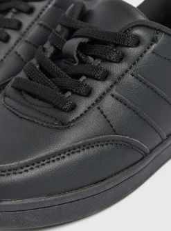 Black Retro Style Lace Up Trainers 12 Infant