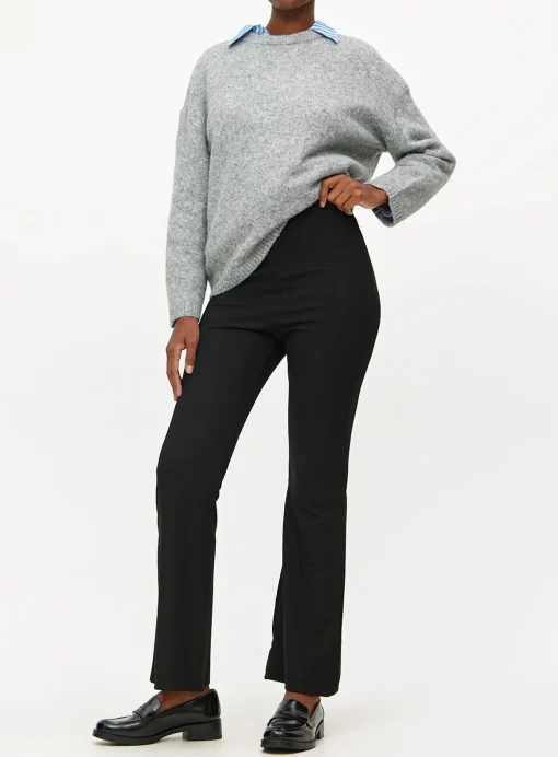 Black Ribbed Flared Leggings 18R