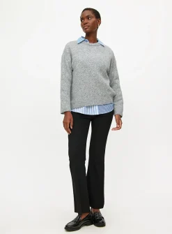 Black Ribbed Flared Leggings 18R