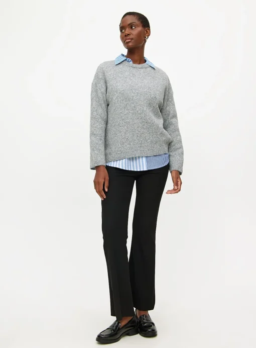 Black Ribbed Flared Leggings 18R