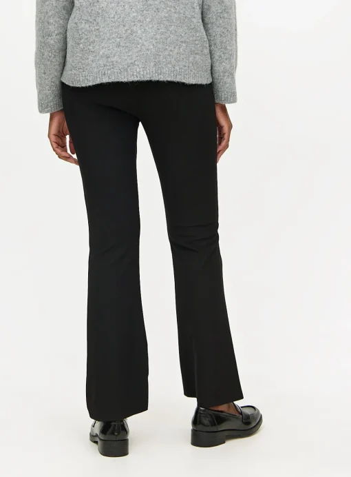 Black Ribbed Flared Leggings 18R
