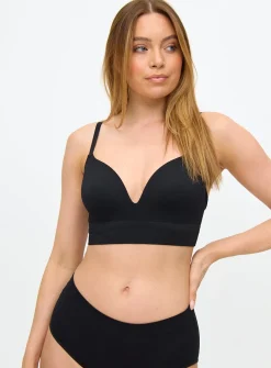 Black Ribbed Non-Wired Seamless Bra XL