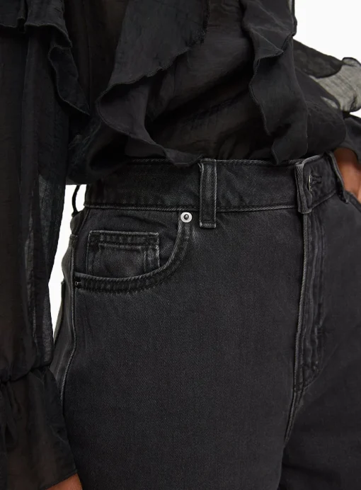 Black Rinse Flared Palazzo Denim Jeans 22S