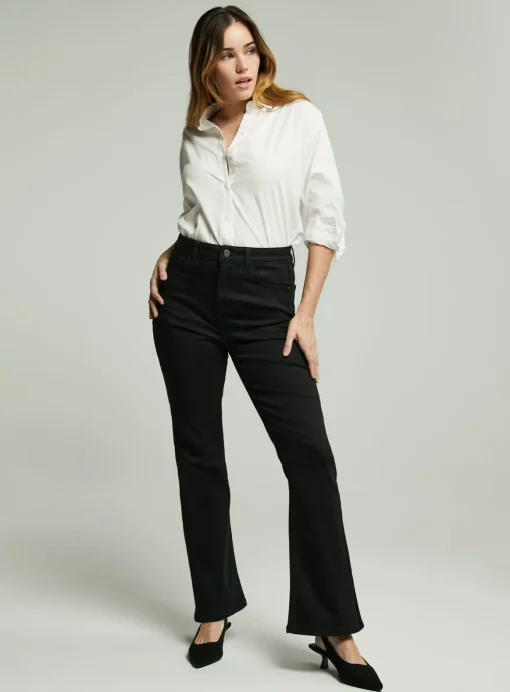 Black Shape High Waisted Flared Jeans 12L