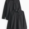 Black Slim Fit Long Sleeve Shirts 2 Pack 17.5