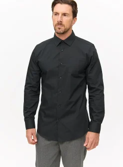 Black Slim Fit Long Sleeve Shirts 2 Pack 17.5