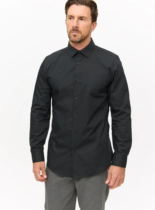 Black Slim Fit Long Sleeve Shirts 2 Pack 17.5