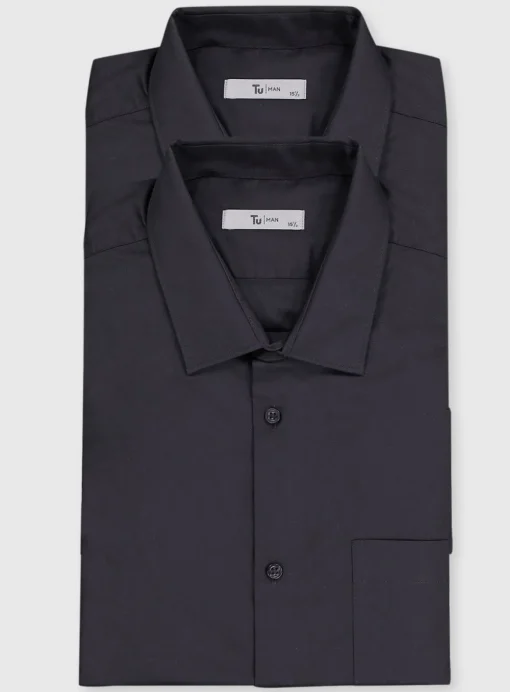 Black Slim Fit Short Sleeve Shirt 2 Pack 19