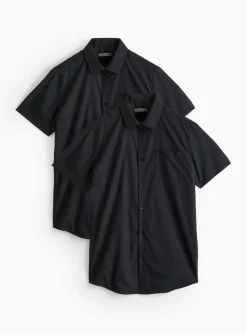 Black Slim Fit Short Sleeve Shirts 2 Pack 15