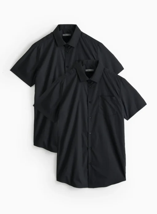 Black Slim Fit Short Sleeve Shirts 2 Pack 15