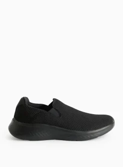 Black Slip-On Wedge Sole Trainers 10