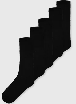 Black Sports Socks With Arch Support 5 Pack 6-8.5