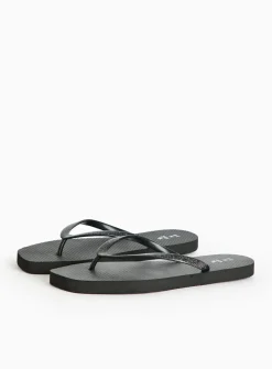 Black Square Toe Flip Flops S