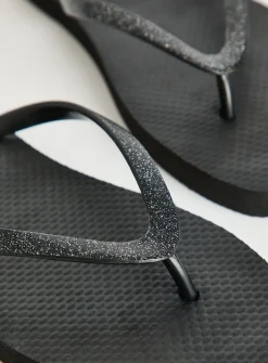 Black Square Toe Flip Flops S