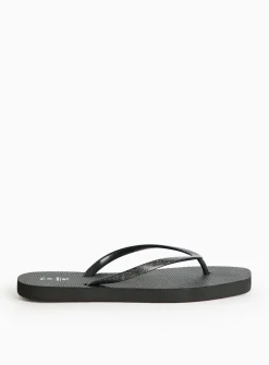 Black Square Toe Flip Flops S