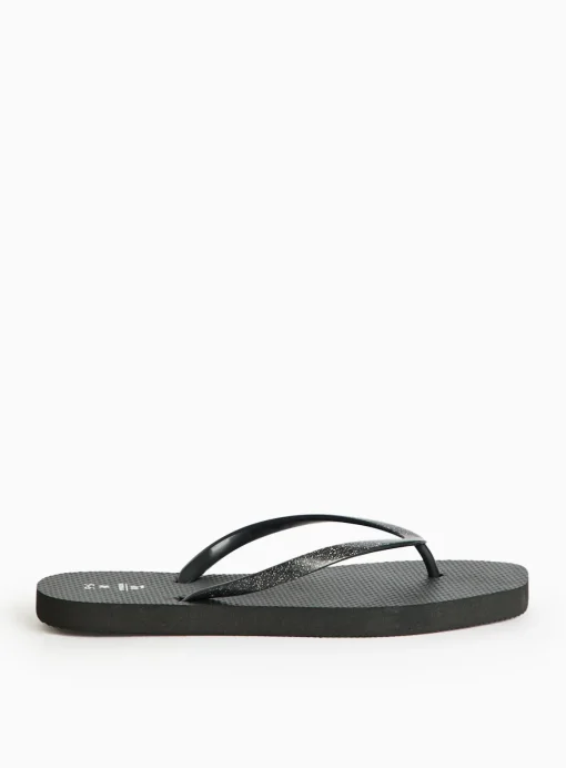 Black Square Toe Flip Flops S