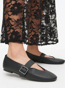 Black Strap Mary Jane Ballerina Shoes 7