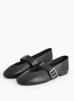 Black Strap Mary Jane Ballerina Shoes 7