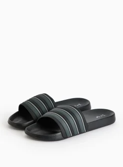 Black Stripe Eva Sliders L